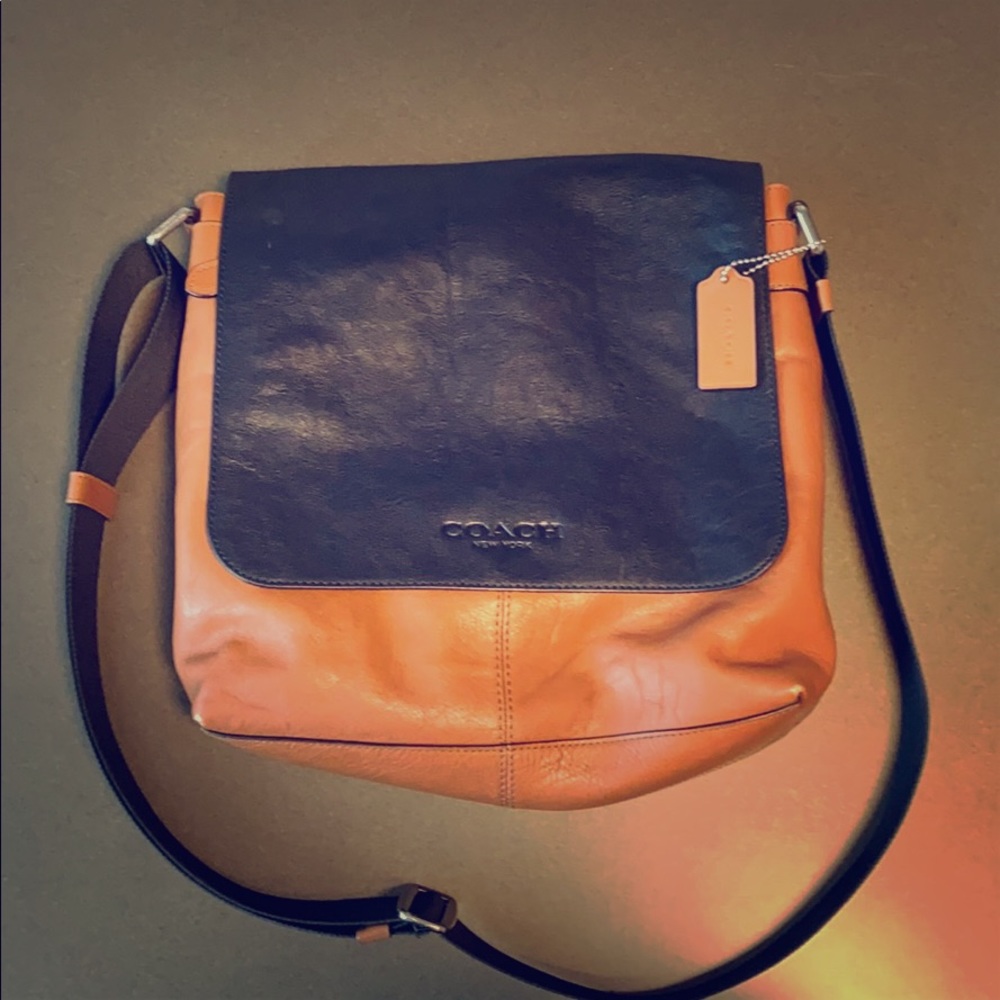 Coach leather messenger flap bag